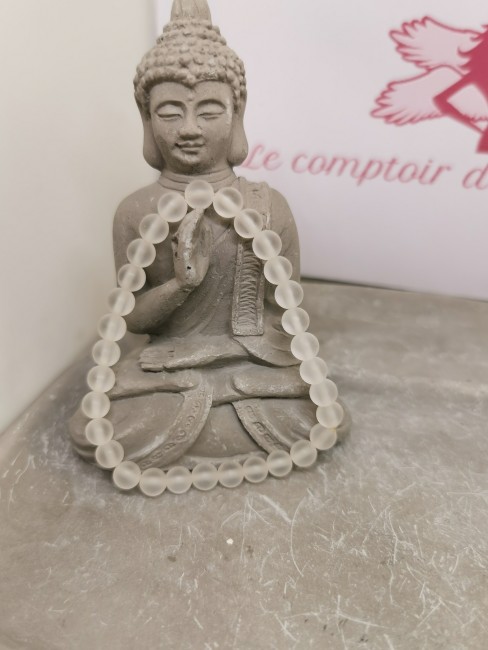 Bracelet en cristal de roche mat 6 mm bracelet cristal de roche mat pierre naturelle