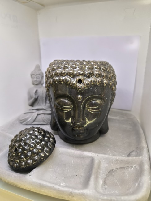 Diffuseur zen Bouddha en céramique Brûleur parfumé Bouddha galets de cire