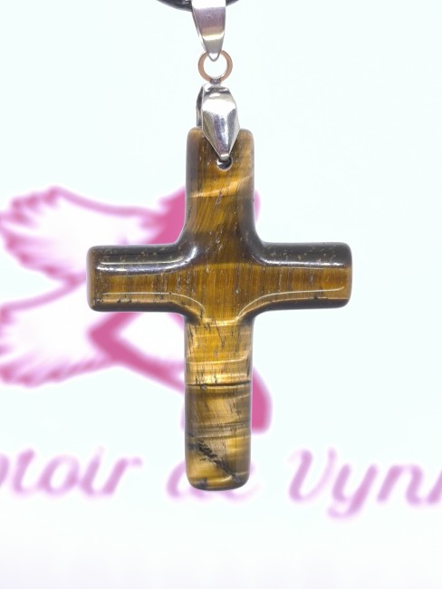 collier croix oeil du tigre