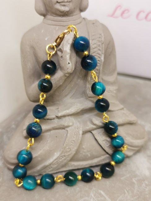 bracelet oeil de tigre bleu pierre naturelle