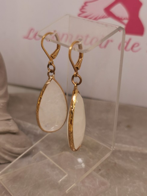 boucles cristal de roche facetté pierre naturelle