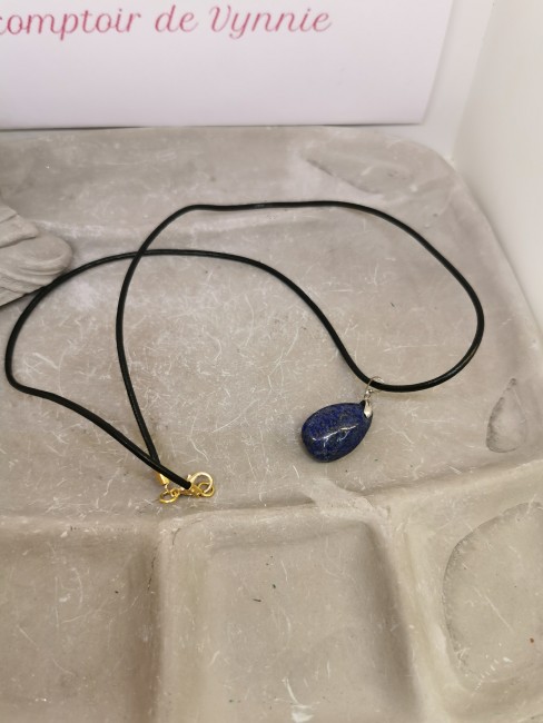 bijou lapis lazuli cordon noir