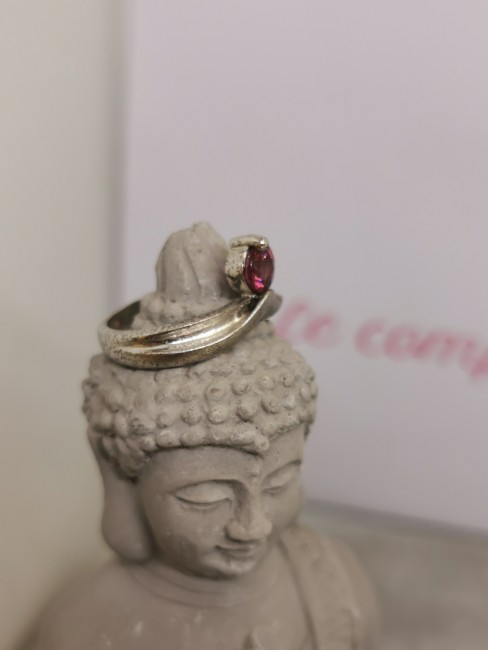 Bague argent avec pierre rose tourmaline