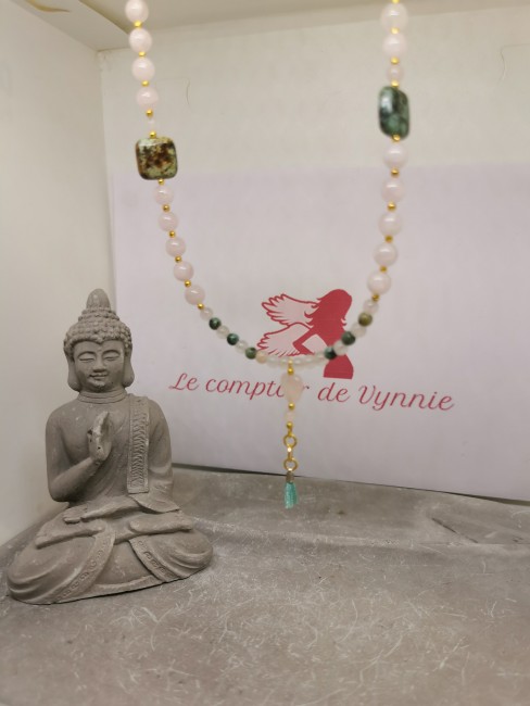 collier ésotérique quartz rose