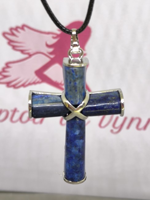 collier croix lapis lazuli pierre naturelle