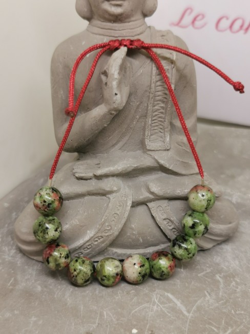 Bracelet zoïsite cordon rouge