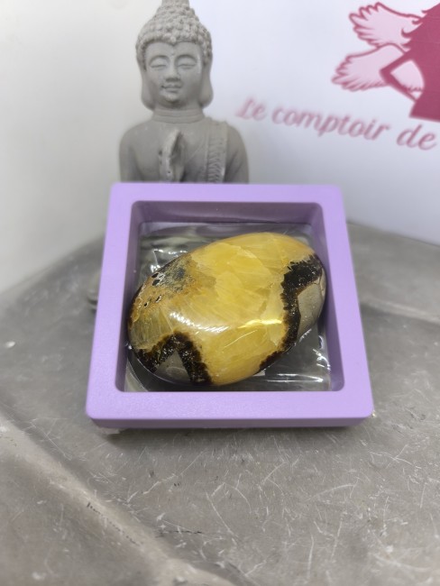 Pierre septaria polie aux contrastes beige brun et ocre