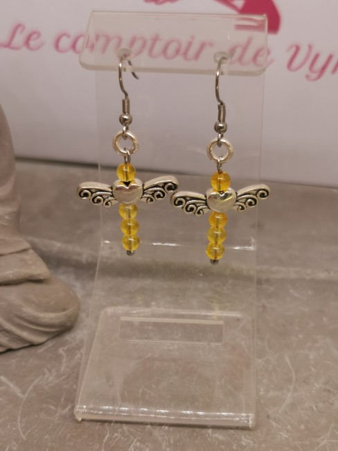 boucles oreilles citrine ange pierre naturelle