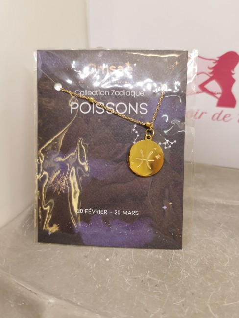 pendentif signe poissons doré