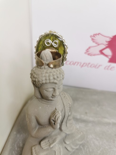 Bague pierre verte rare vésuvite