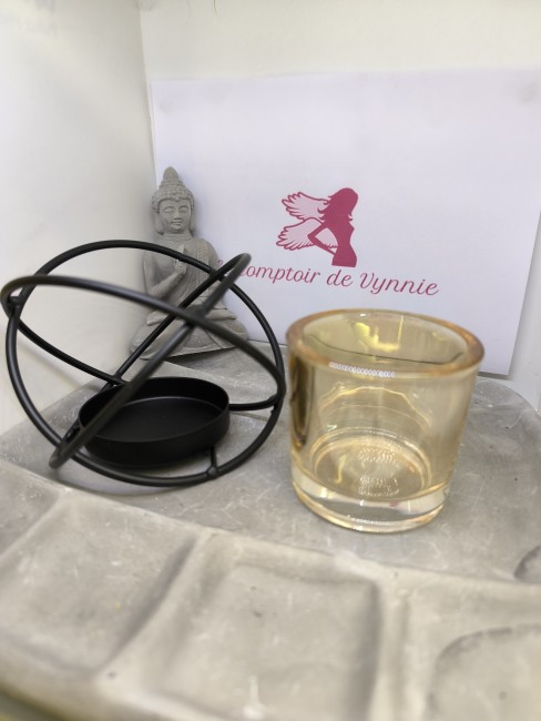 Photophore décoratif pour bougie chauffe-plat en verre teinté