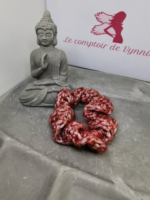 Chouchou Terracotta et Blanc – Accessoire Cheveux Artisanal