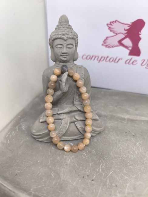 Bracelet Pierre de Lune Rose 6 mm – Équilibre émotionnel | Le Comptoir de Vynnie