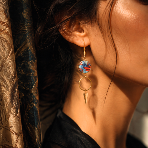 Boucles d'oreilles IMARI en porcelaine japonaise recyclée 