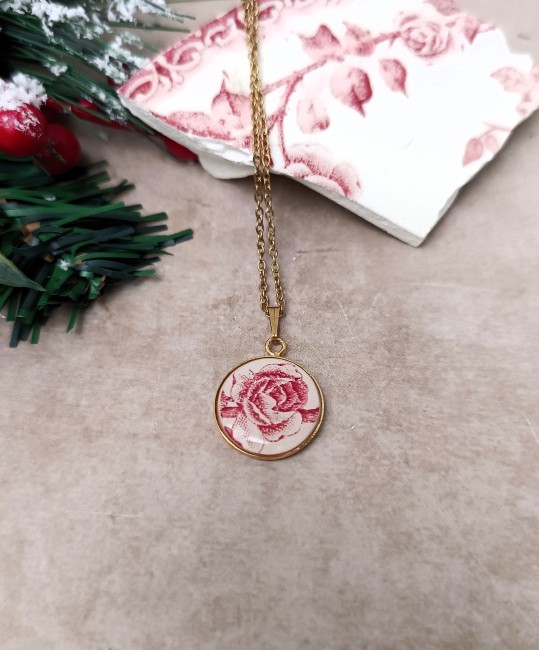 collier pendentif en faïence recyclée