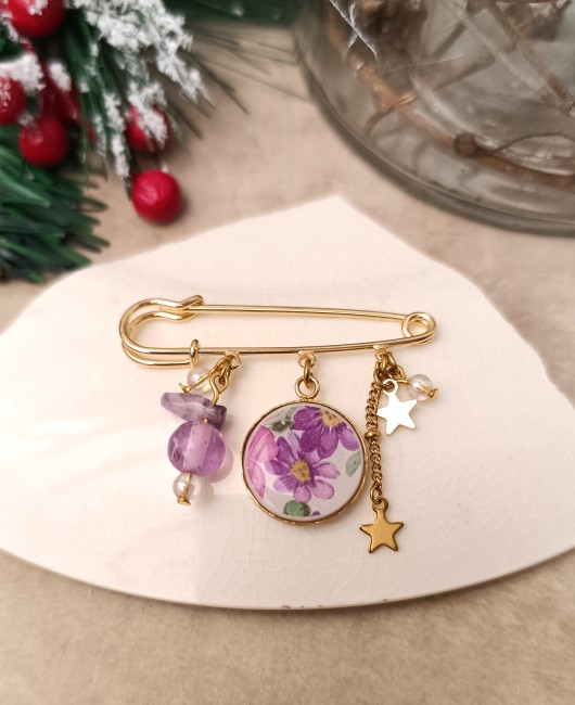 broche-fleurs-violettes-resine