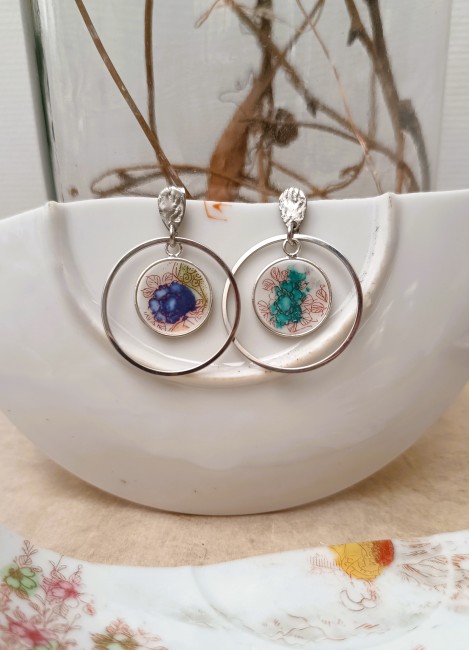 GEISHA – Boucles d’oreilles anneaux en porcelaine japonaise...