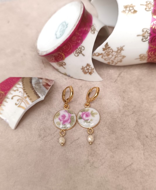 boucles-oreilles-romantika-porcelaine-fine-artisanal Boucles d’oreilles Romantika en porcelaine fine ancienne, bijou artisanal français unique