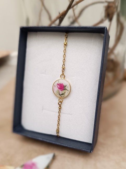 bracelet-porcelaine-plaqué-or-cadeau-artisanal-original-rose