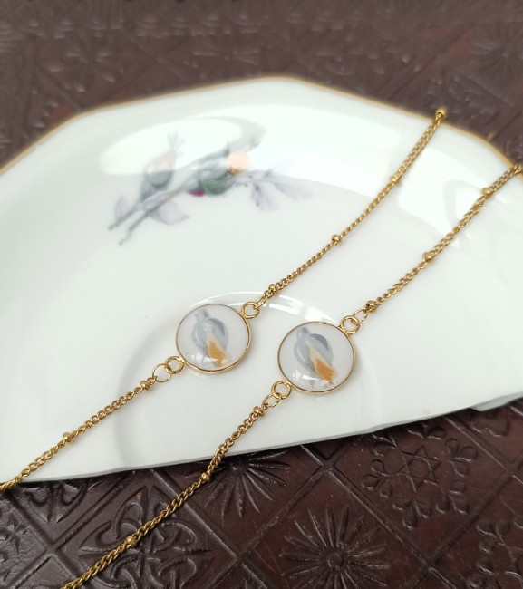 Bracelets réalisés à partir d'une sous tasse en porcelaine de limoges