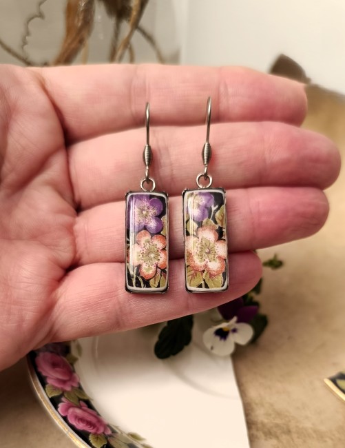 boucles-Dejeuner sur l'herbe -porcelaine-anglaise-rectangulaire- main