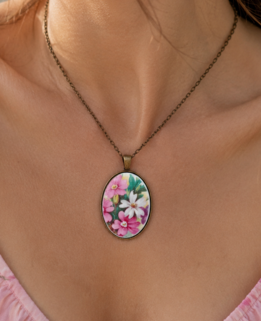 collier-poesie-porcelaine-crown-staffordshire-fleurs-jaunes Collier POÉSIE sur décor vintage, bijou en porcelaine anglaise aux fleurs jaunes délicates.