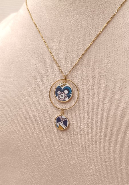 Pendentifs plaqué or en porcelaine ancienne Royal Tuscan – Création artisanale française