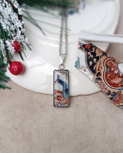 collier IMARI – Porcelaine japonaise ancienne – Création artisanale française-pendentif
