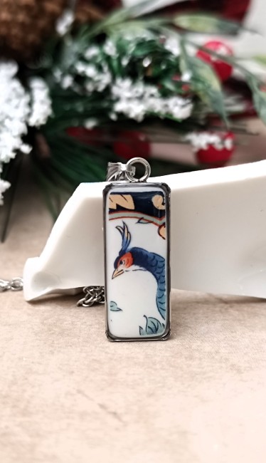 collier IMARI, fin et léger à porter, pendentif en porcelaine