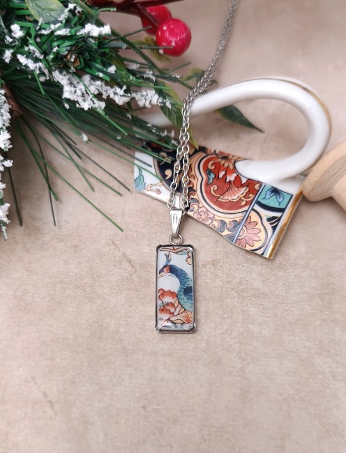 collier IMARI, fin et léger à porter, pendentif en porcelaine