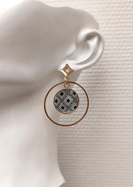 Bijou Sonate – Boucles d’oreilles en faïence Gien ancienne