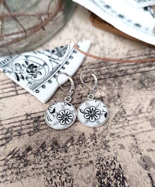 Boucles Sonate noir et blanc – Faïence ancienne recyclée