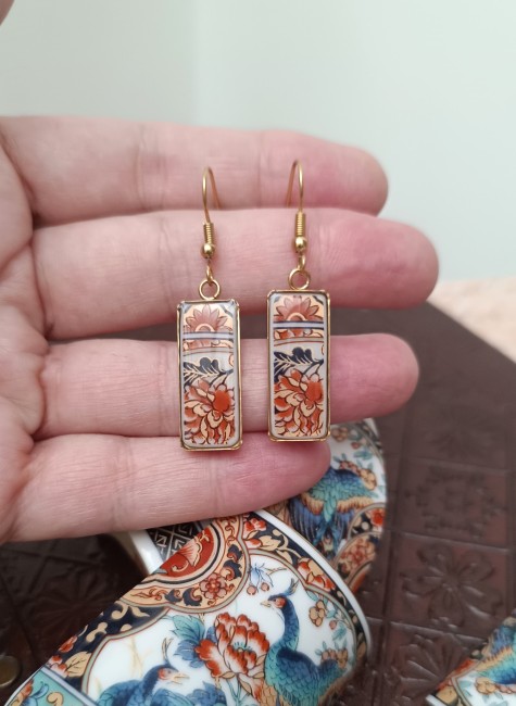 Boucles Imari– Bijou unique en porcelaine japonaise
