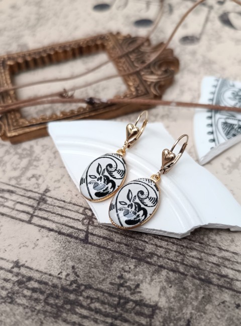 Boucles Sonate noir et blanc – Faïence ancienne recyclée