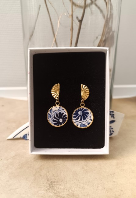 Packaging écologique kraft recyclé – boucles d’oreilles Bleu vintage