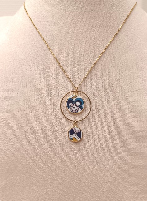 Pendentifs plaqué or en porcelaine ancienne Royal Tuscan – Création artisanale française