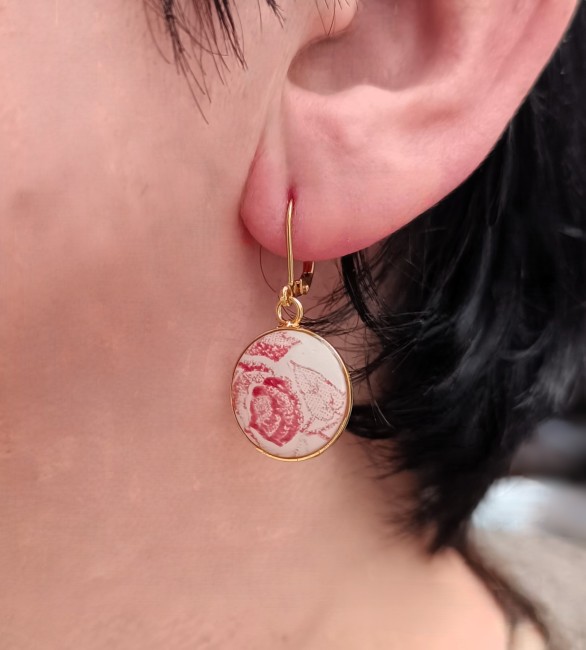 boucles d'oreilles dormeuses en vaisselle ancienne 19740