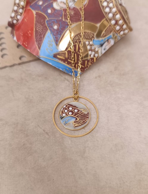 Collier Satsuma en porcelaine japonaise, bijou femme artisanal.