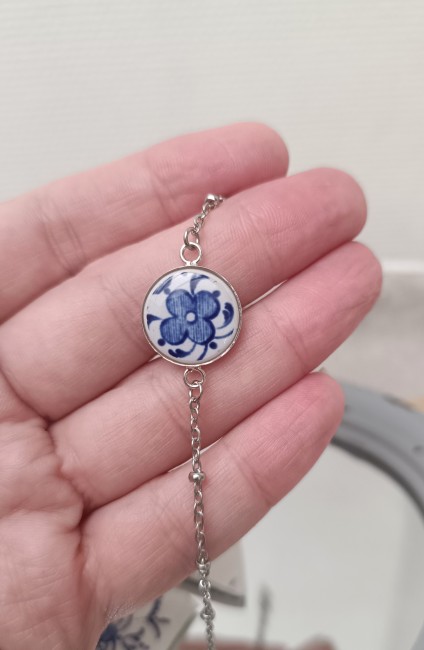 Bracelet Bleu Vintage en faïence de Moustiers – Bijou artisanal français unique