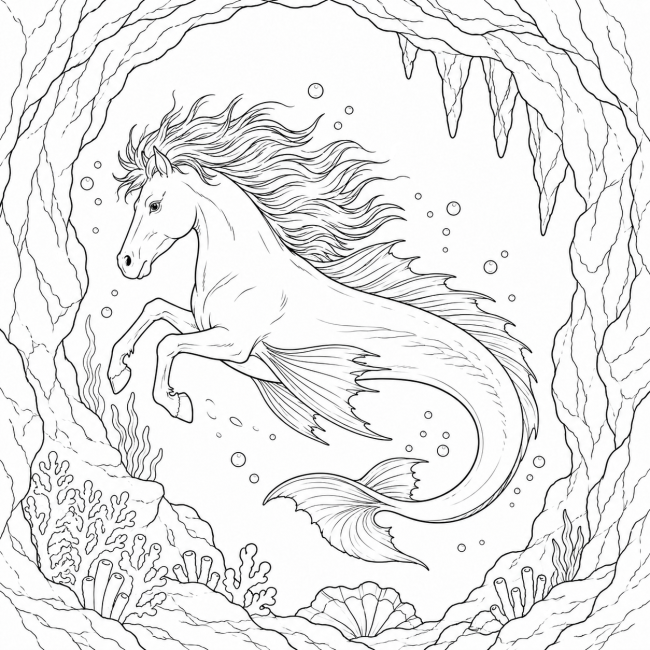 Hippocampe grotte sous-marine