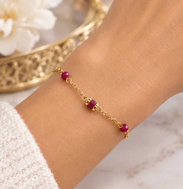 Bracelet rubis dorée