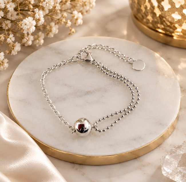 Bracelet boule argenté