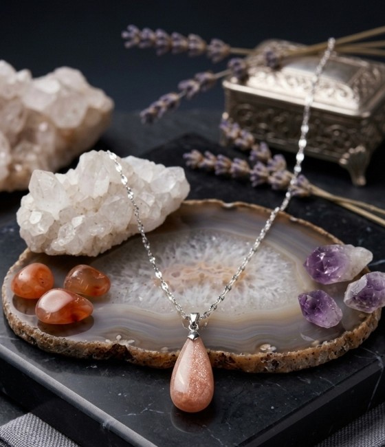 Collier en Pierre de lune pêche