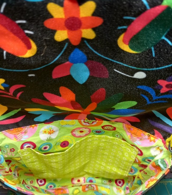 Sac enfant 251210 tissu multicolore rabat simili chouette brodée.2