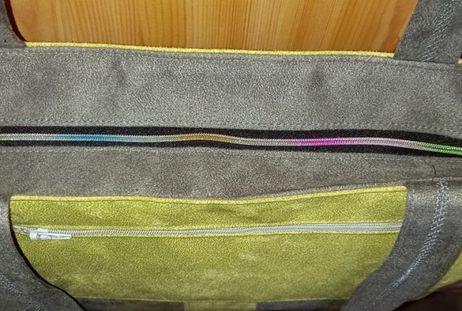 Sac à main 260418 zippé suédine anis kaki.4