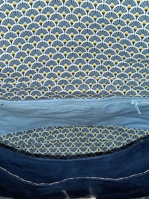 Besace 250028 suédine bleue fleurs dragon.5