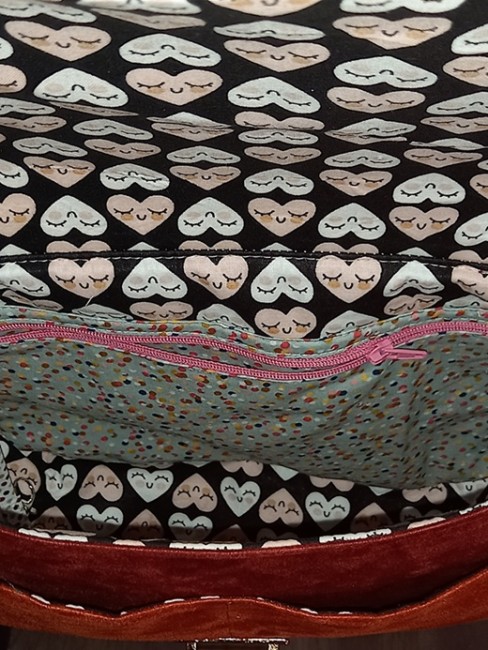 Besace 260036 suédine rge orangé hibou brodé.4