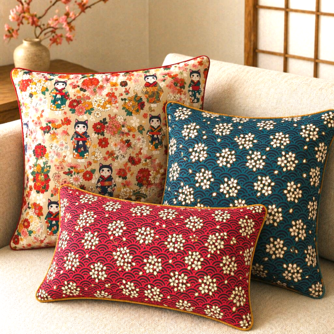 kimono et washi coussins