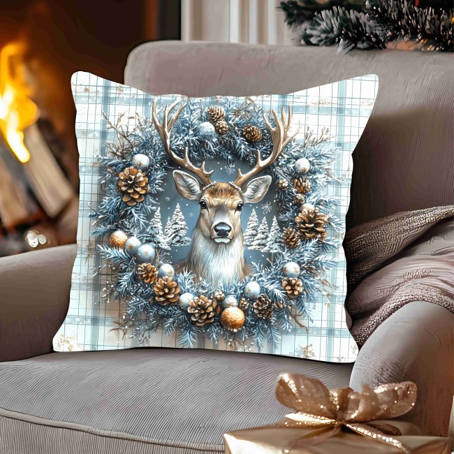 coussin cerf bleu