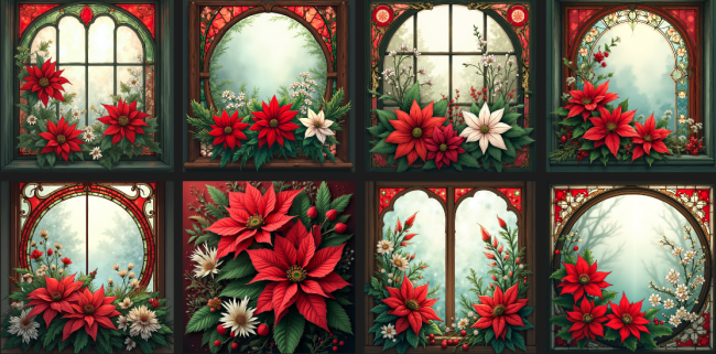 lingettes poinsettias fenetre